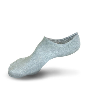 Photorealistic illustration of Skinnys Performance padded-heel sock on an invisible foot revealing the fit