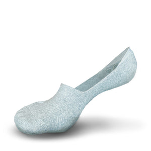 Photorealistic illustration of Skinnys padded-heel sock on an invisible foot revealing the fit